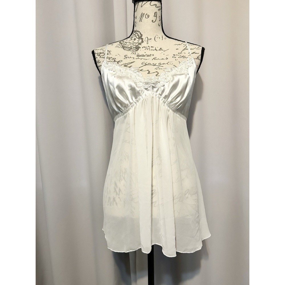 Vintage Babydoll Y2K Tank Top  L Satin Chiffon Dainty Coquette Fairy